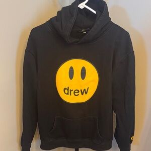 DREW Black Hoodie with Smiley Yellow Logo